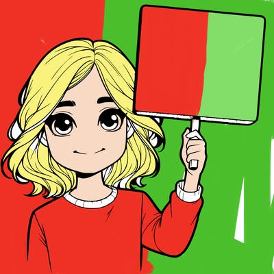 realistic girl holding up a sign