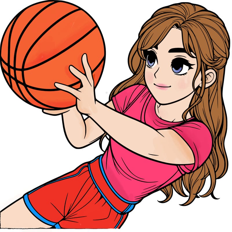 realistic girl playing basketball