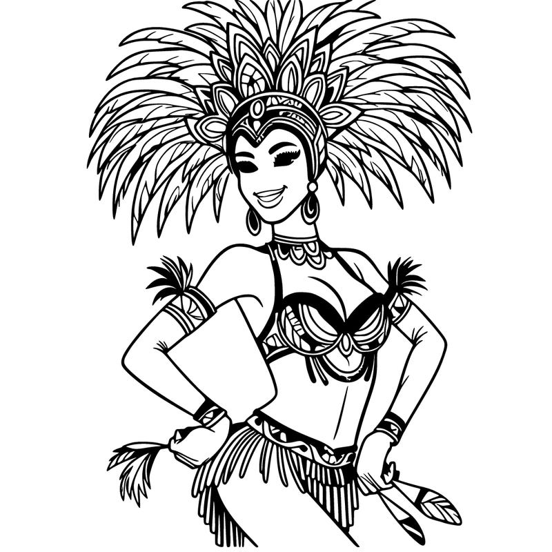 a samba dancer in colorful costume.