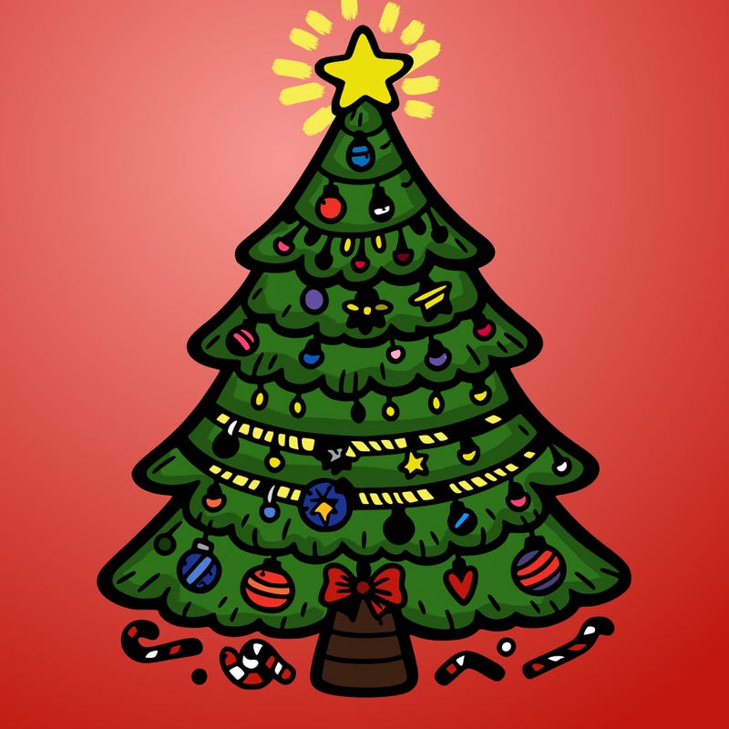 christmas tree with lots of details