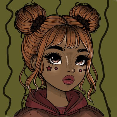 realistic girl with space buns