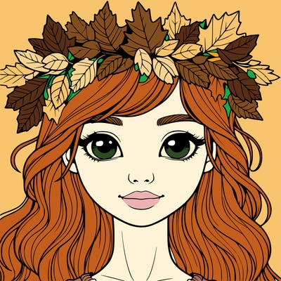 realistic girl with fall leaf crown