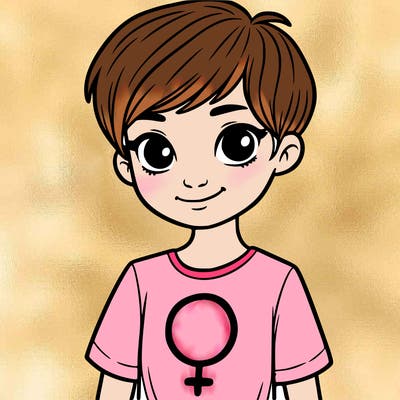 girl with pixie cut and feminist shirt