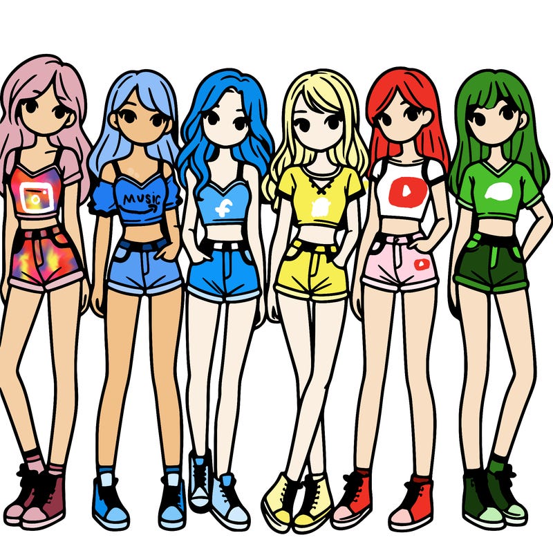 a group of girls wearing crop tops and shorts