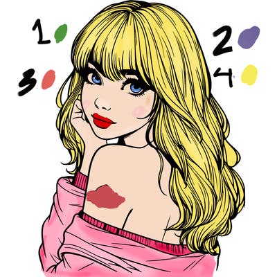 realistic girl with bangs looking over her shoulder