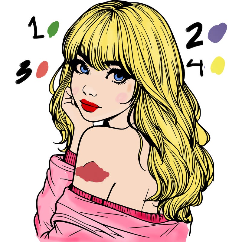 realistic girl with bangs looking over her shoulder