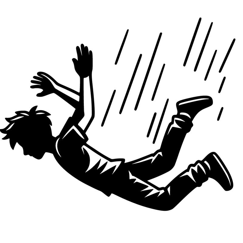 a silhouette of someone falling