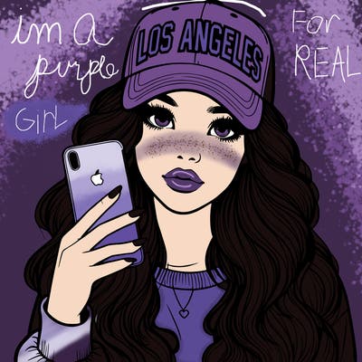 realistic beautiful girl wearing los ángeles cap holding an iphone