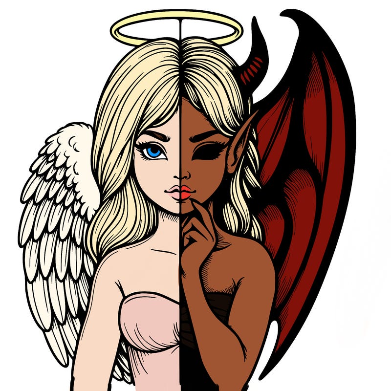 realistic angel half demon
