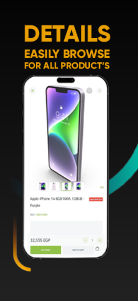 Dream2000 app product detail screen showing an iPhone 14 with price and buy buttons