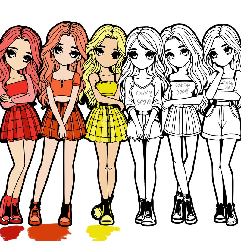 a group of girls realistic