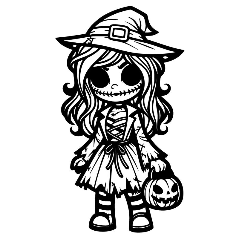 halloween scary girl in costume beautiful  realistic