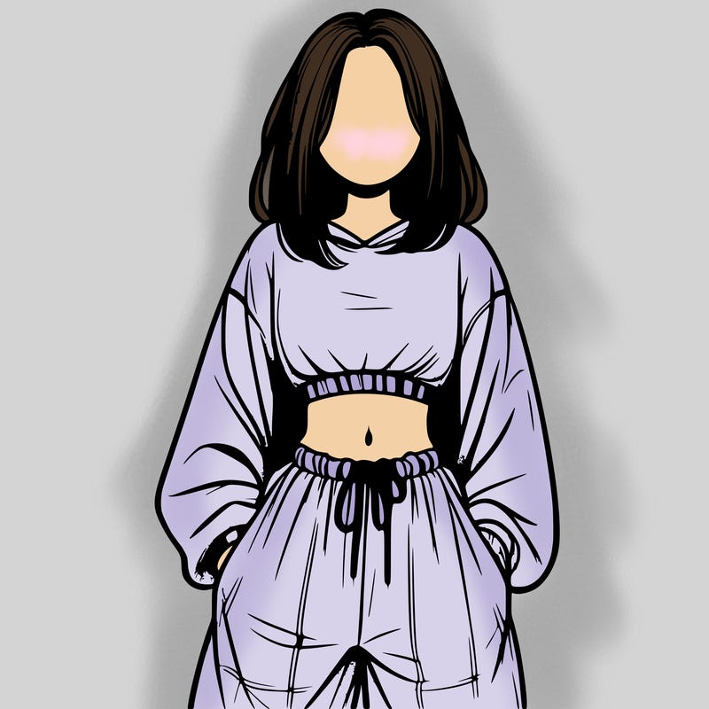 realistic girl faceless with baggy pants and a crop top