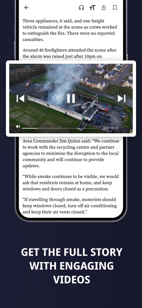 Hereford Times - Hereford Times app displaying a news article with an integrated video player