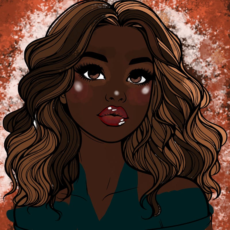 realistic girl with wavy hair and lips