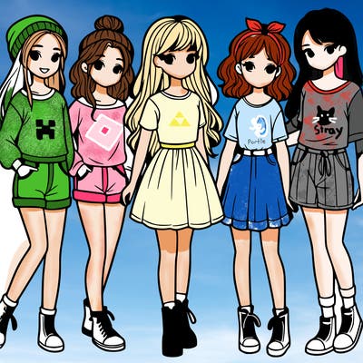 a group of five girls