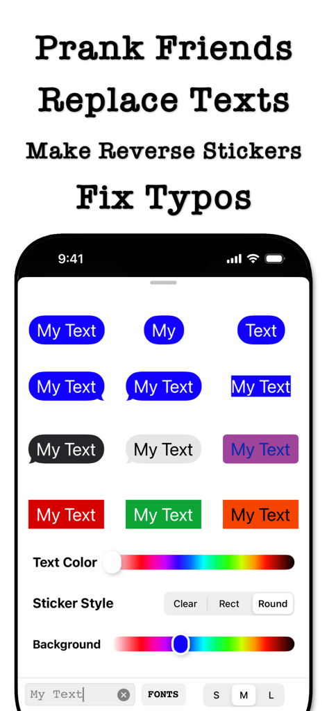 Yes No Reverse Sticker Maker - Interface of the Yes No Reverse Sticker Maker app showing options for customizing message stickers with different colors and styles.