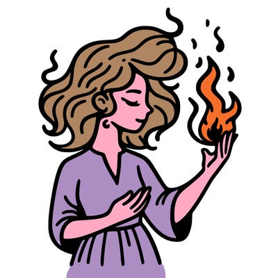 woman with fire