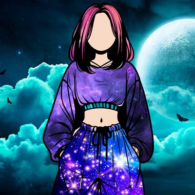 realistic girl faceless with baggy pants and a crop top