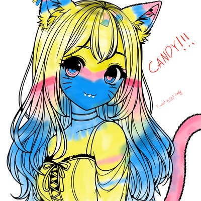 realistic girl with cat ears and a cat tail