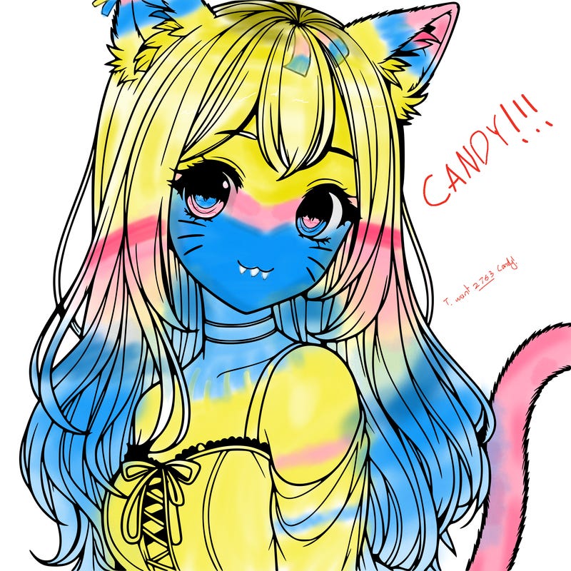 realistic girl with cat ears and a cat tail