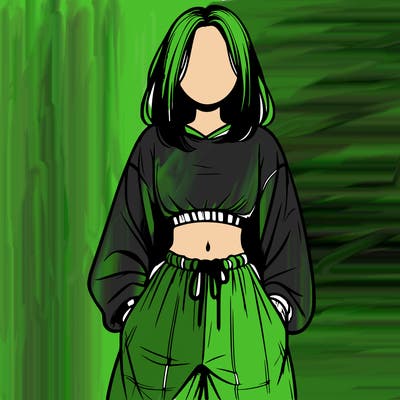 realistic girl faceless with baggy pants and a crop top