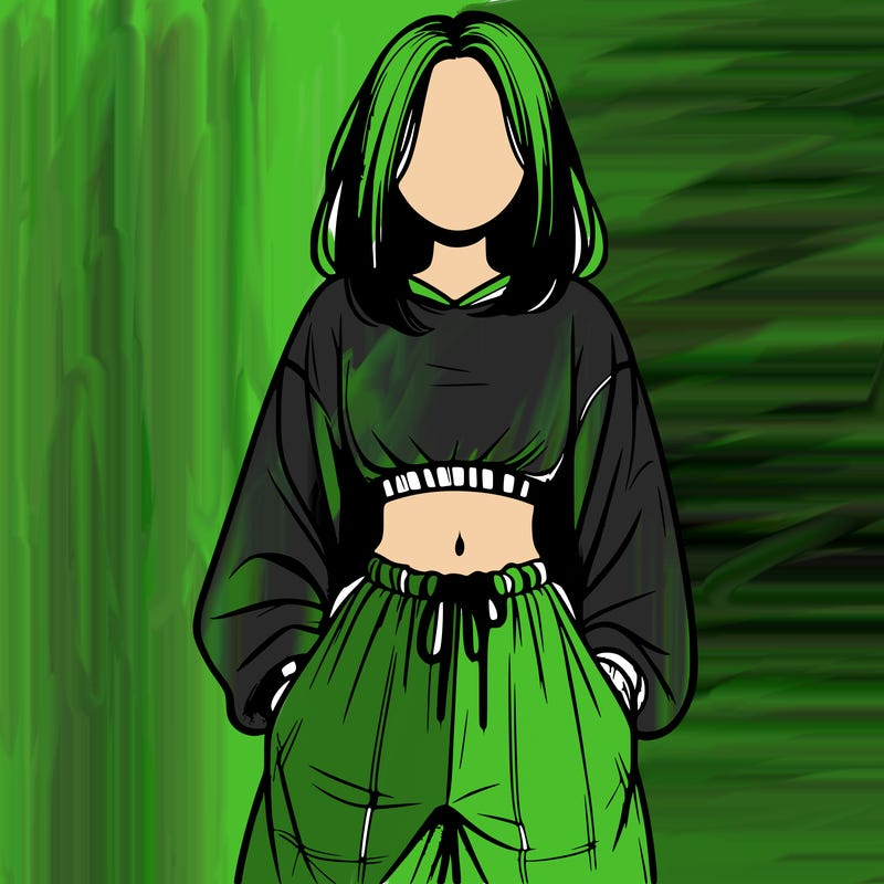 realistic girl faceless with baggy pants and a crop top