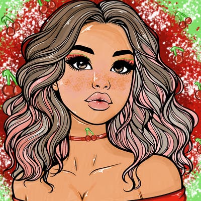 realistic girl with wavy hair and lips