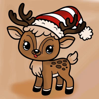 christmas reindeer with santa hat