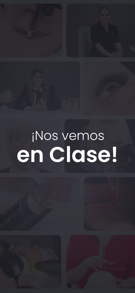 Brows Couple - Collage of beauty treatment demonstrations and professional instructors with the text See you in class in Spanish