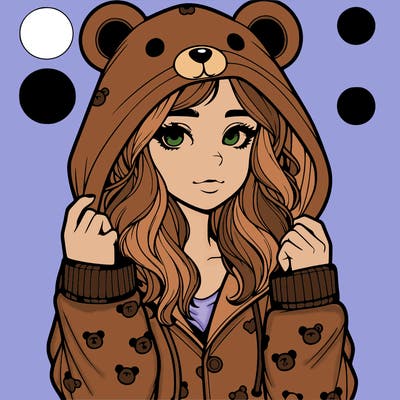 realistic girl in a animal pjs hoodie