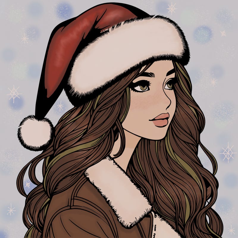 realistic girl in santa hat