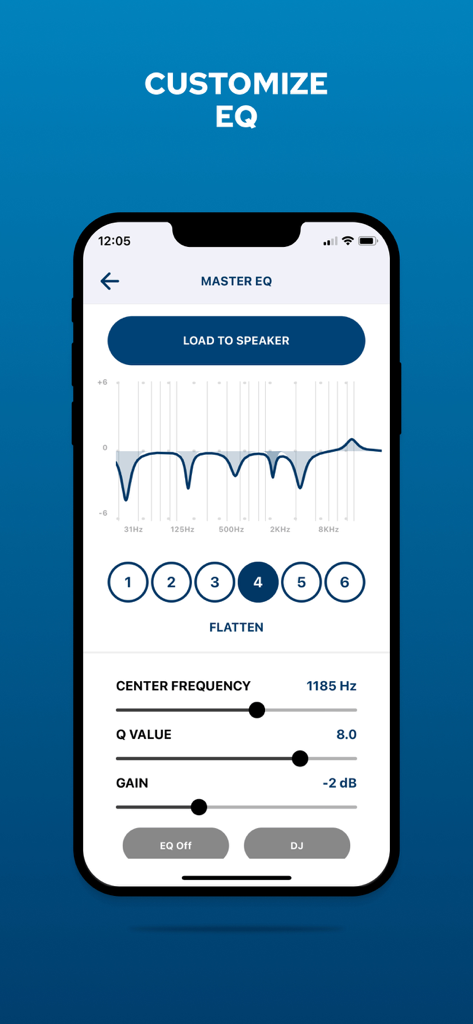 Alto Pro - Alto Pro app master EQ customization screen for professional speakers