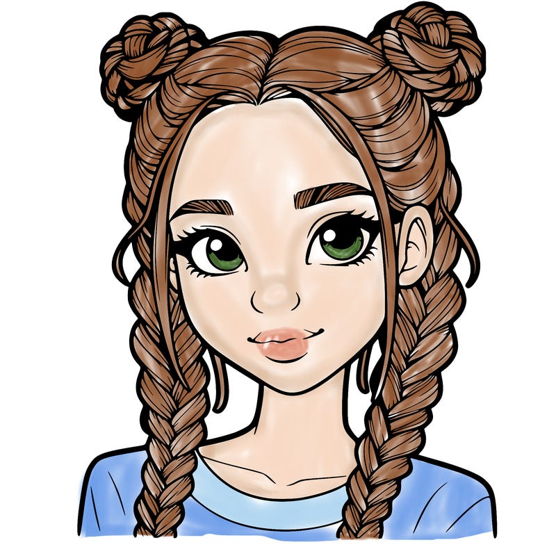 realistic girl with braids