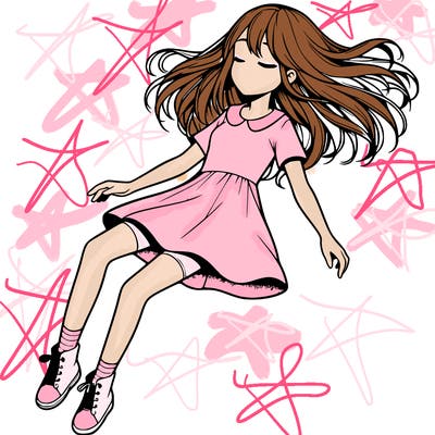 realistic girl floating