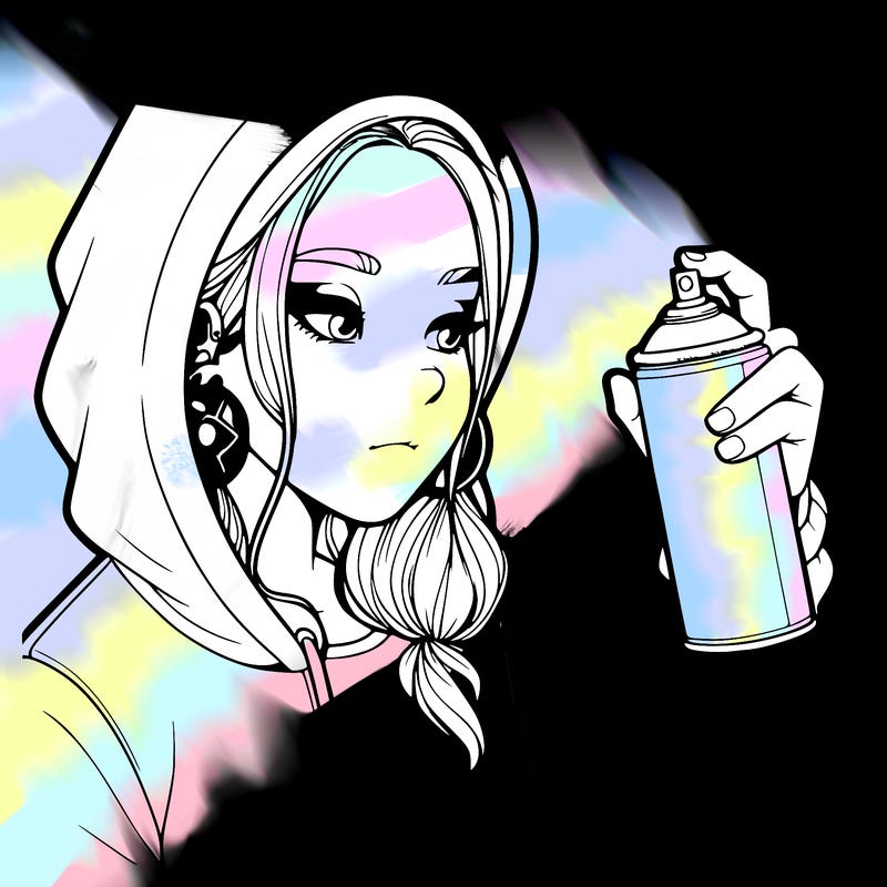 a realistic girl, spray painting