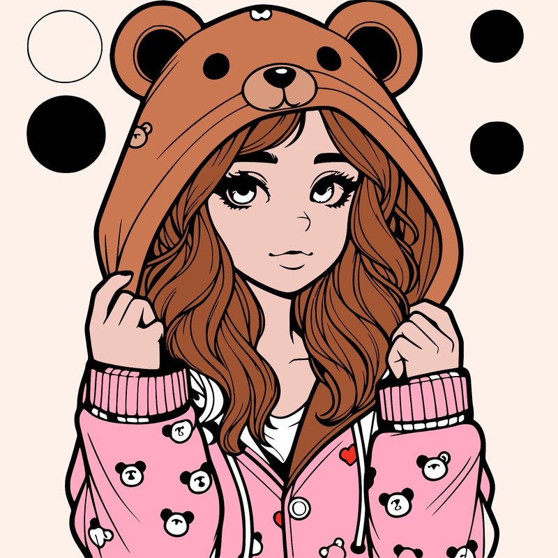 realistic girl in a animal pjs hoodie