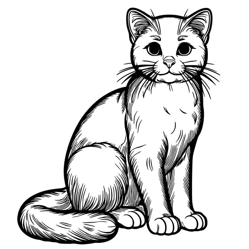 a realistic cat sitting