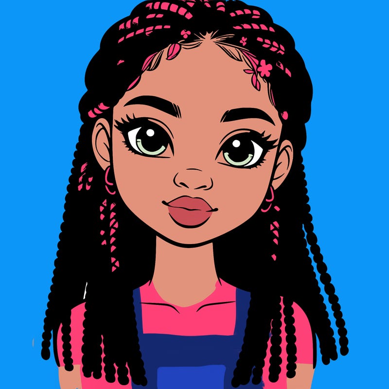 a realistic black girl with braids