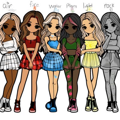 a group of girls realistic