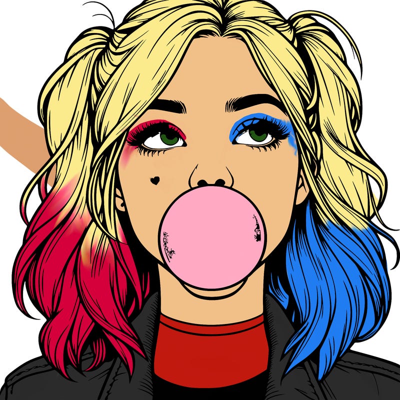 realististic girl blowing bubble -gum