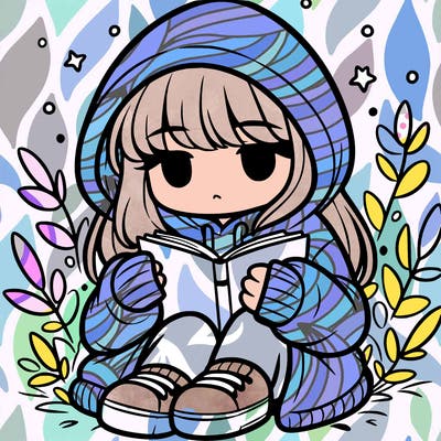 girl in oversized hoodie reading a book