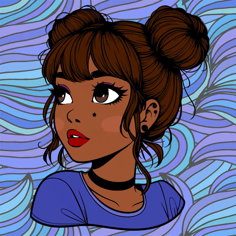 realistic girl with spacebuns
