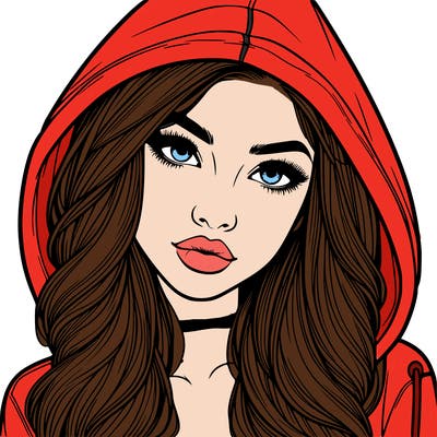 realistic beautiful girl with a hood on