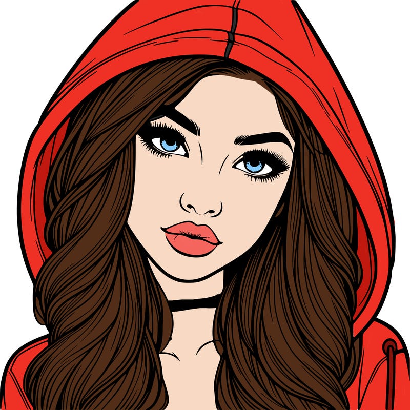 realistic beautiful girl with a hood on