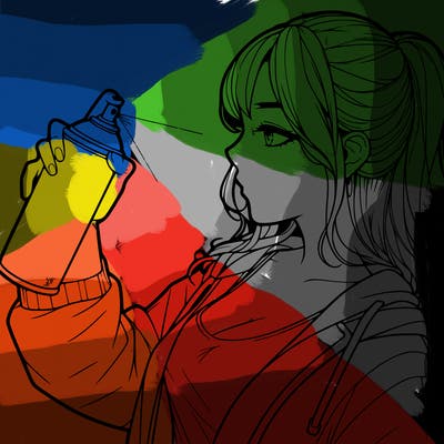 a realistic girl spray, painting