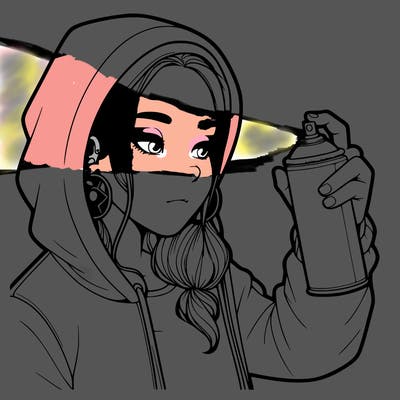 a realistic girl, spray painting