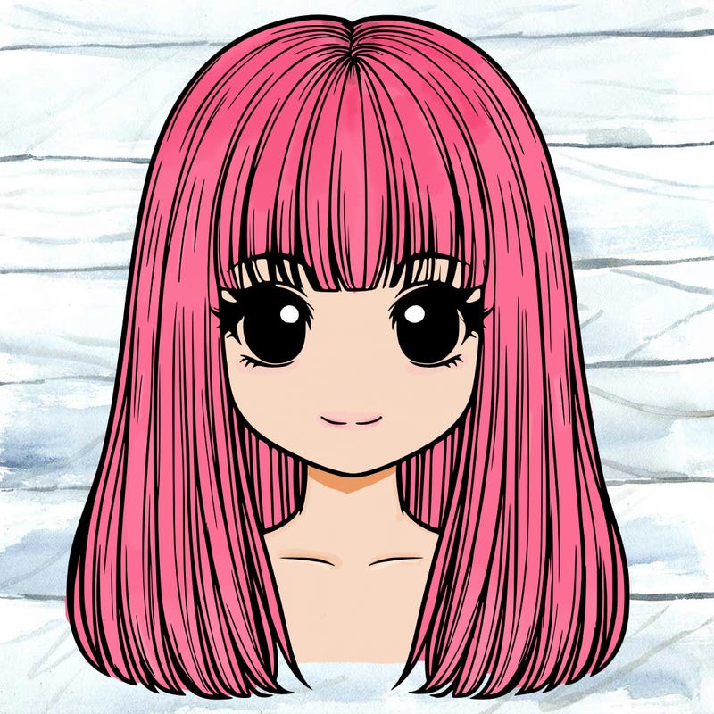 straight hair with bangs realistic