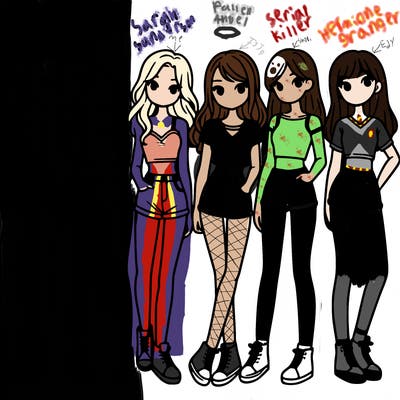 a group of girls wearing crop tops and shorts