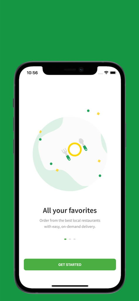 WL food - WL food app onboarding screen on iPhone with welcome text and get started button